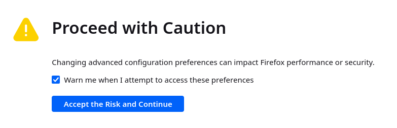 about:config warning